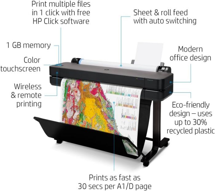 Принтер HP DesignJet T630 36" з Wi-Fi