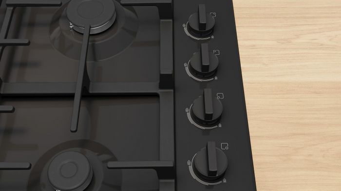 Варильна поверхня Bosch газова, 60см, чавун, WOK,чорний