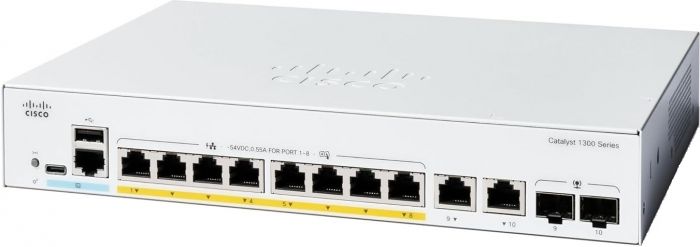 Комутатор Cisco Catalyst 1300 8xGE, PoE, Ext PS, 2x1G Combo