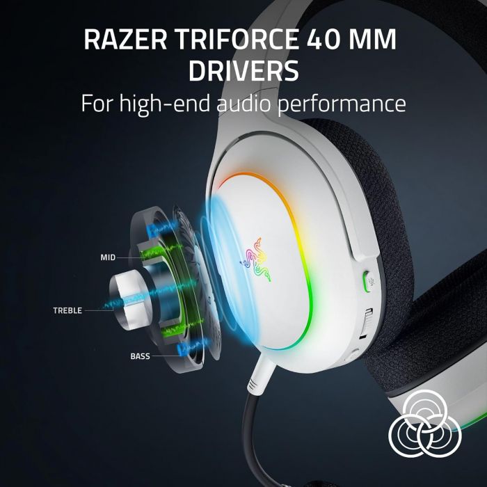 Гарнітура ігрова Razer Barracuda X Chroma, BT/WL, RGB, білий