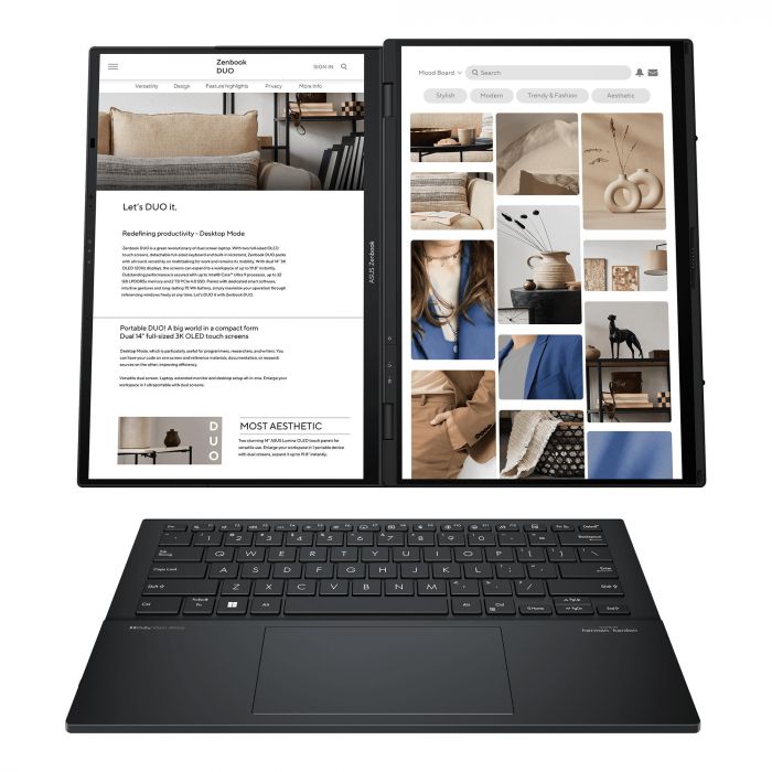 Ноутбук ASUS Zenbook Duo UX8406CA-PZ043W 14" 3K OLED, Intel Ultra 9 285H, 32GB, F1TB, UMA, Win11, Сірий