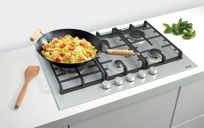 Варильна поверхня Gorenje газова, 60см, чавун, конфорка Wok, нерж