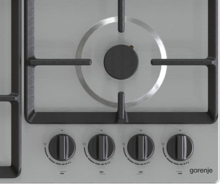 Варильна поверхня Gorenje газова, 60см, чавун, конфорка Wok, нерж