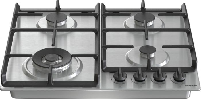 Варильна поверхня Gorenje газова, 60см, чавун, конфорка Wok, нерж