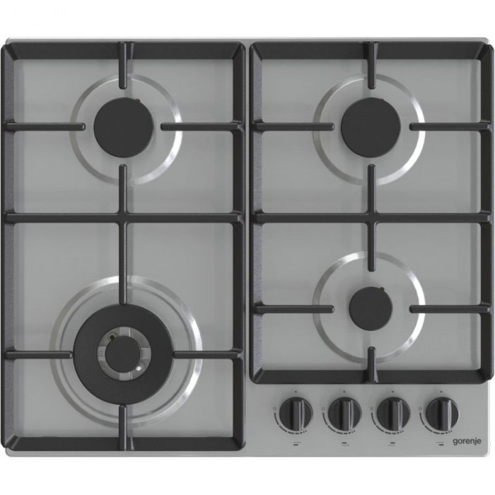 Варильна поверхня Gorenje газова, 60см, чавун, конфорка Wok, нерж