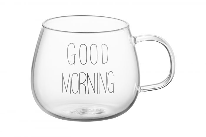 Набір чашок з ручками Ardesto Good Morning, 430мл, 2шт, боросилікатне скло, прозорий