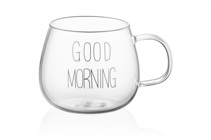 Набір чашок з ручками Ardesto Good Morning, 430мл, 2шт, боросилікатне скло, прозорий