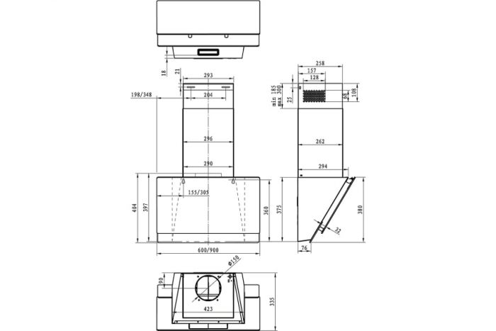 Витяжка Gorenje похила, 60см, 639м.куб/год, чорний