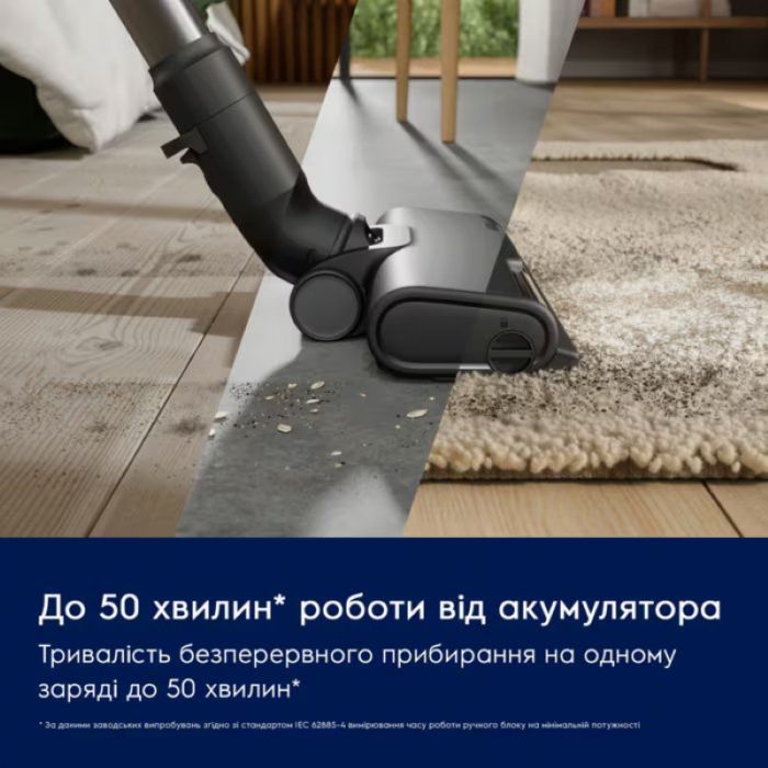 Пилосос Electrolux безпровідний, вологе прибирання, конт пил -0.5л, автон. робота до 50хв, вага-2.49кг, НЕРА12, 5 насадок, синій