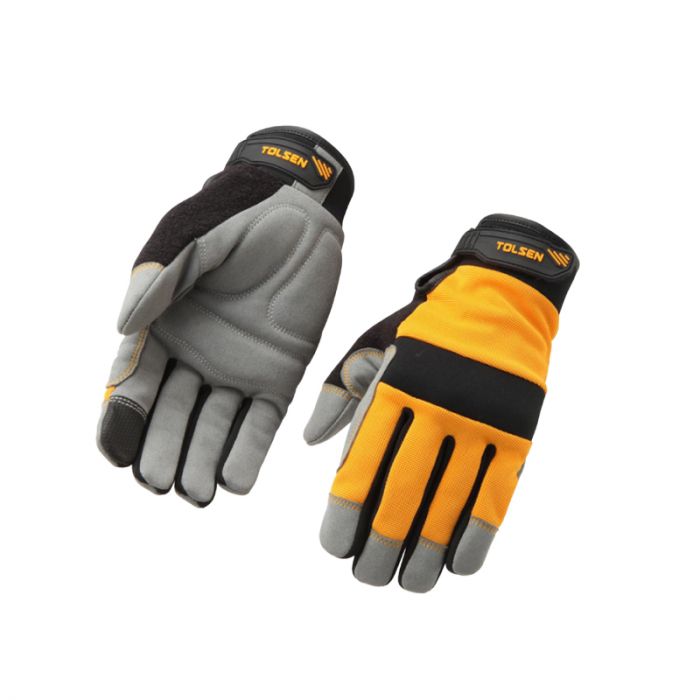 Рукавички робочі Tolsen, комбінованийматеріал, р.10, жовто сірі