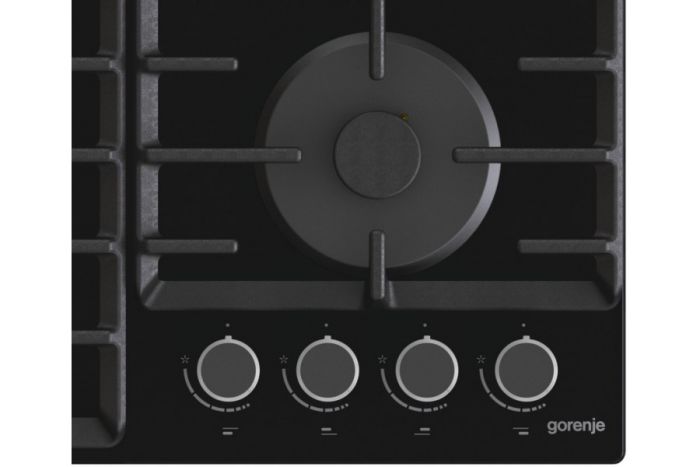 Варильна поверхня Gorenje газова на склі, 60см, чавун, чорний