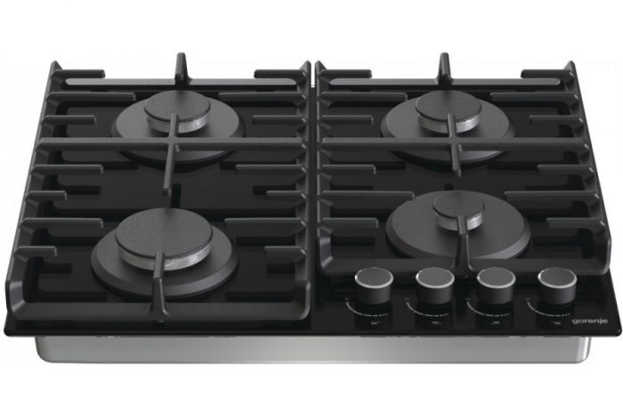 Варильна поверхня Gorenje газова на склі, 60см, чавун, чорний