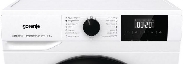 Пральна машина Gorenje фронтальна, 6кг, 1000, A+++, 43.5см, дисплей, пар, інвертор, білий