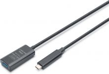 Подовжувач DIGITUS USB 3.2 Gen2 Active Cable 10G, C/M-A/F, 5м, чорний