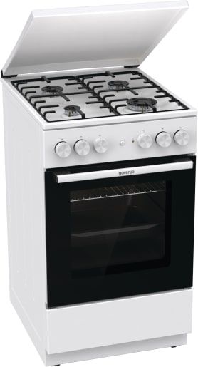 Плита Gorenje комбінована, 68л, 50x60см, емальовані реш, з кришкою, білий