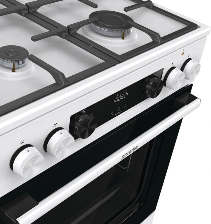 Плита Gorenje комбінована, 71л, 60x60см, дисплей, IconLed, чавун, білий