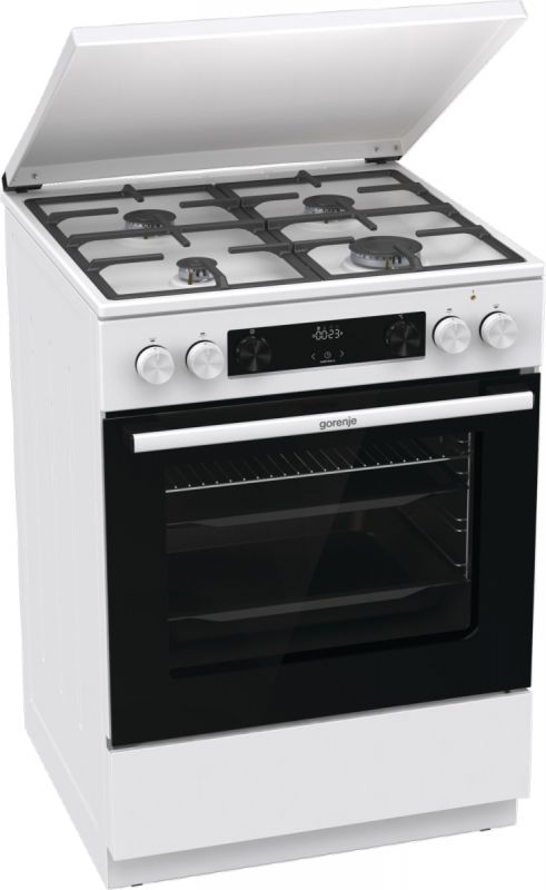 Плита Gorenje комбінована, 71л, 60x60см, дисплей, IconLed, чавун, білий