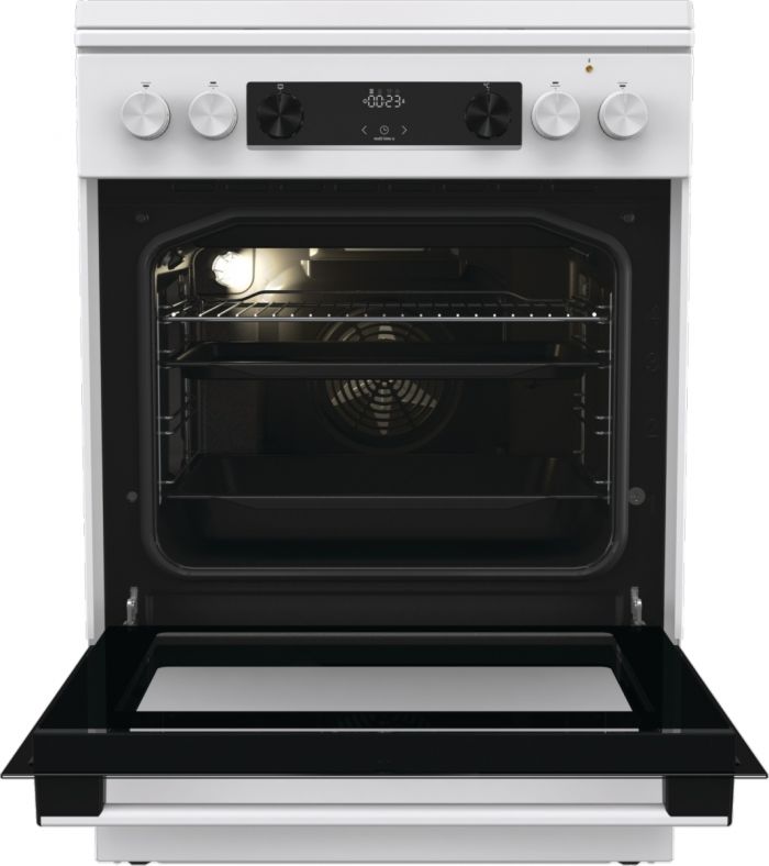 Плита Gorenje комбінована, 71л, 60x60см, дисплей, IconLed, чавун, білий