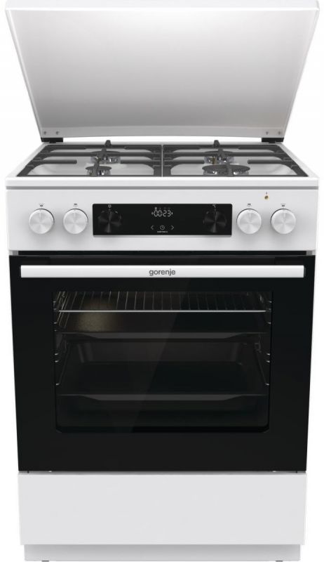 Плита Gorenje комбінована, 71л, 60x60см, дисплей, IconLed, чавун, білий