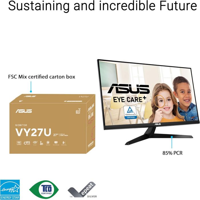 Монітор Asus 27" VY27UQ 2xHDMI, DP, MM, IPS, 3840x2160, sRGB 99%, AdaptiveSync, HDR10