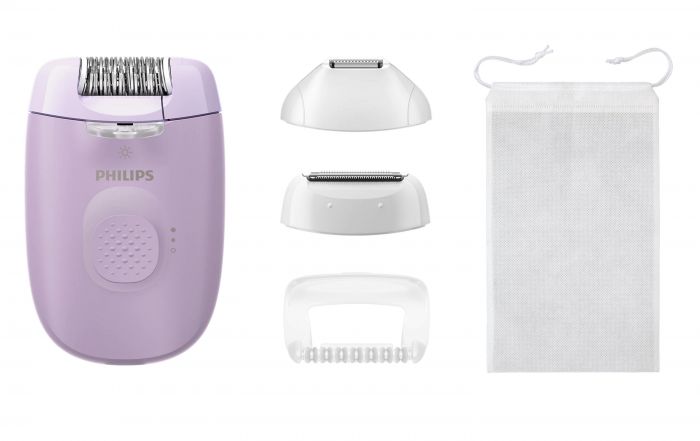 Епілятор Philips Series 2000 дисковий, від мережі, сух., насадок-3, з підсвіткою, фіолетовий