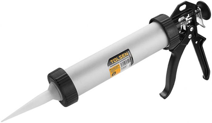Пістолет для герметика Tolsen Профі, 225мл, корпус алюмінієвий, робоча частина 235мм, алюмінієве руків’я