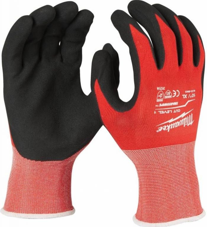 Рукавички робочі Milwaukee, нітрилове покриття, smartswipe, р.10, червоно чорні, 12шт