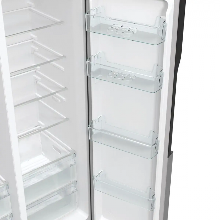 Холодильник SBS Gorenje, 179х70х92см, 2 двері, 376(190)л, А++, NF+, Інв., Зона св-ті, диспенсер, генератор льоду, Зовн. Диспл, нерж