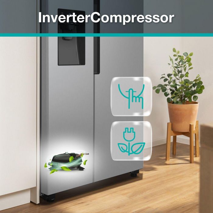 Холодильник SBS Gorenje, 179х70х92см, 2 двері, 376(190)л, А++, NF+, Інв., Зона св-ті, диспенсер, генератор льоду, Зовн. Диспл, нерж