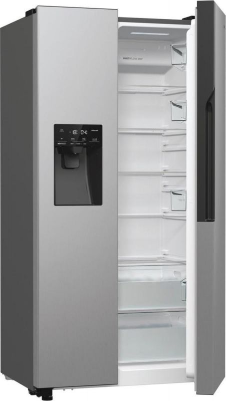 Холодильник SBS Gorenje, 179х70х92см, 2 двері, 376(190)л, А++, NF+, Інв., Зона св-ті, диспенсер, генератор льоду, Зовн. Диспл, нерж