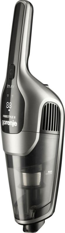 Пилосос Gorenje безпровідний, 132Вт, конт пил -0,6л, автон. робота до 55хв, вага-2,9кг, НЕРА, 2насадки, сірий
