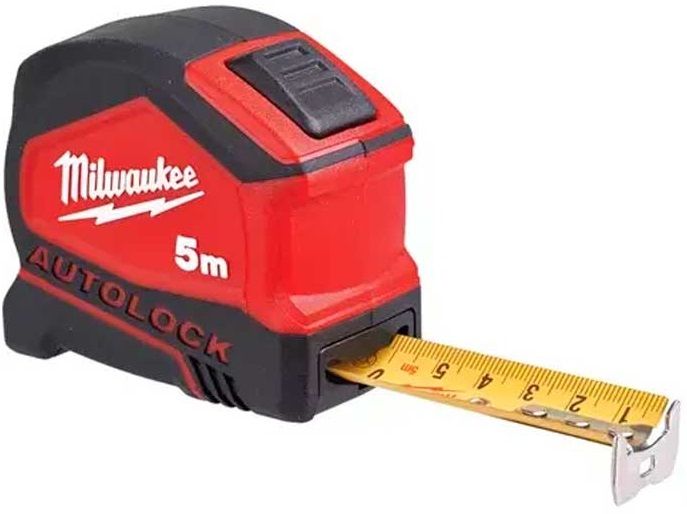 Рулетка Milwaukee Tape Measure Autolock, 5мх25мм, з фіксатором змотування, АБС-пластик
