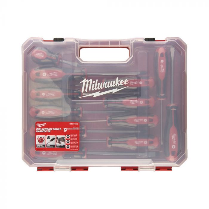 Викрутки Milwaukee набір 12шт, магнітні, SL,PH,PZ, кейс