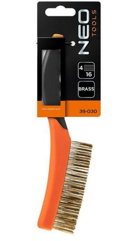 Щітка дротяна Neo Tools пряма, 4х16 рядів, прямий дріт 0.3мм, 260мм,  двокомпонентне руків'я
