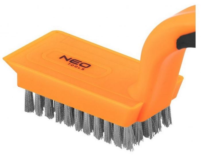 Щітка дротяна Neo Tools пряма, 5х11 рядів, прямий дріт 0.3мм, 1800мм,  двокомпонентне руків'я
