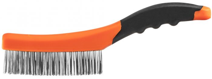 Щітка дротяна Neo Tools пряма, 4х16 рядів, прямий дріт 0.3мм, 260мм,  двокомпонентне руків'я