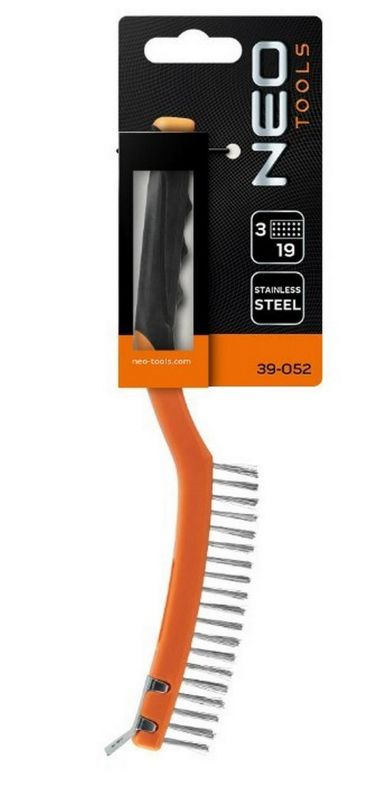 Щітка дротяна Neo Tools пряма, 3х19 рядів, прямий дріт 0.3мм, 345мм,  двокомпонентне руків'я