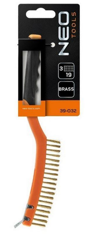 Щітка дротяна Neo Tools пряма, 3х19 рядів, прямий дріт 0.3мм, 345мм,  двокомпонентне руків'я