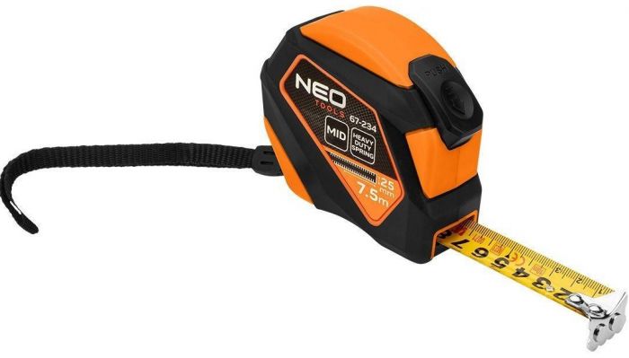 Рулетка Neo Tools, 7.5мx25мм, з фіксатором змотування, магніт