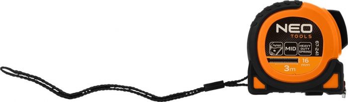 Рулетка Neo Tools Super Black, 3мx16мм, з фіксатором змотування, магніт