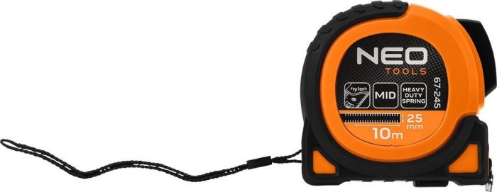 Рулетка Neo Tools Super Black, 10мx25мм, з фіксатором змотування, магніт