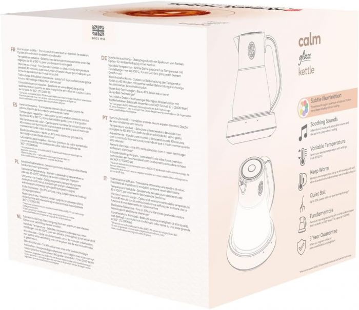 Електрочайник Russell Hobbs Calm, 1.7л, скло, біло-мідний
