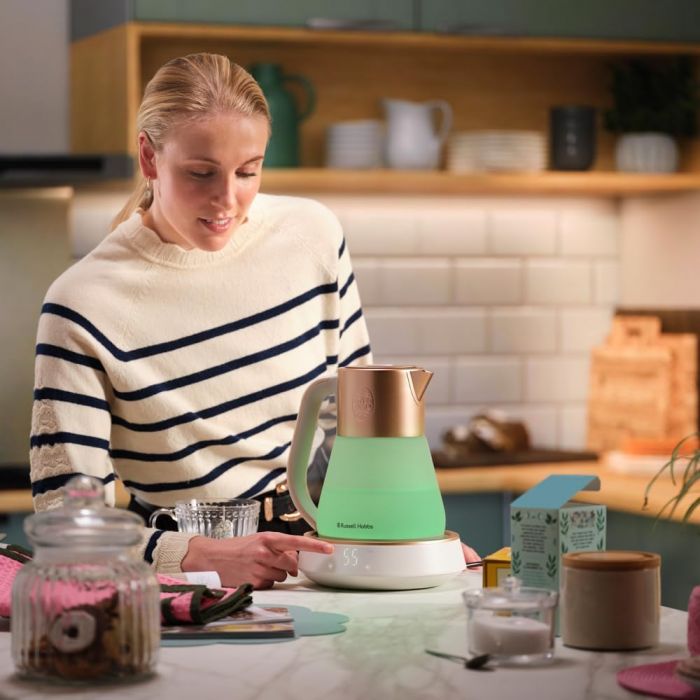 Електрочайник Russell Hobbs Calm, 1.7л, скло, біло-мідний