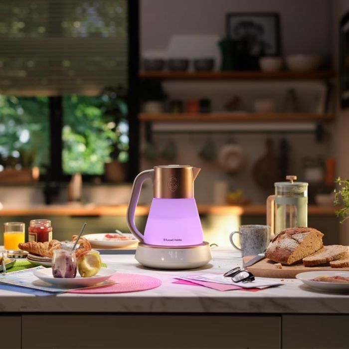 Електрочайник Russell Hobbs Calm, 1.7л, скло, біло-мідний
