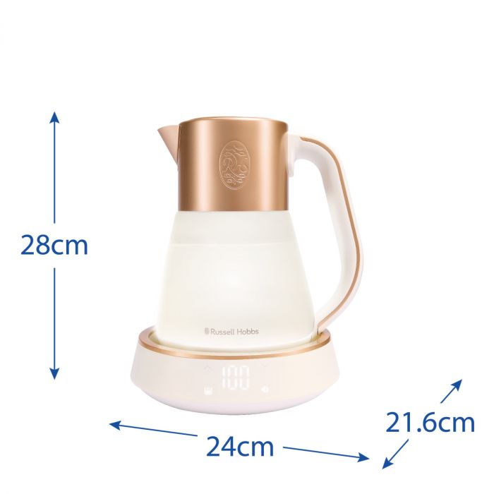 Електрочайник Russell Hobbs Calm, 1.7л, скло, біло-мідний