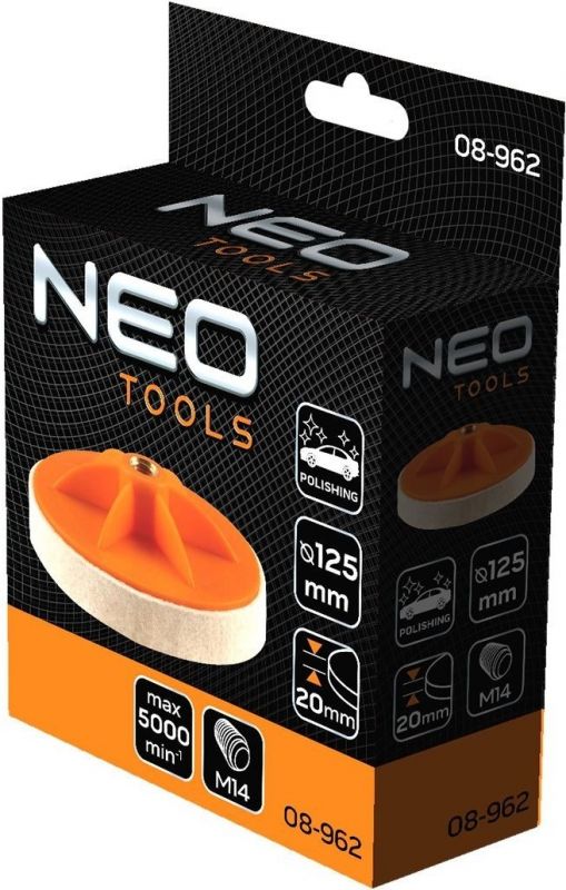 Диск полірувальний Neo Tools, губка середньої твердості , M14, 125x20мм