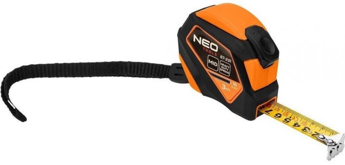 Рулетка Neo Tools, 3мx16мм, з фіксатором змотування, магніт