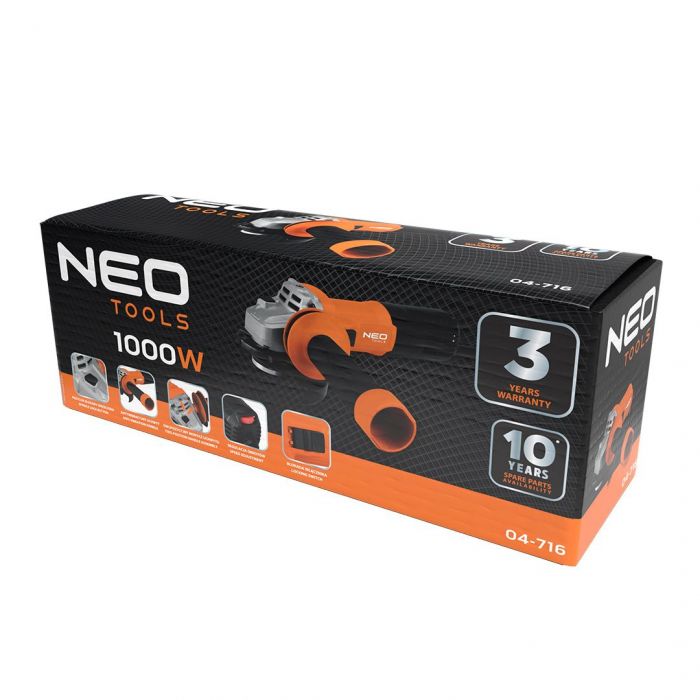 Шліфмашина кутова Neo Tools 125мм 1000Вт 12000об·хв 2.0кг
