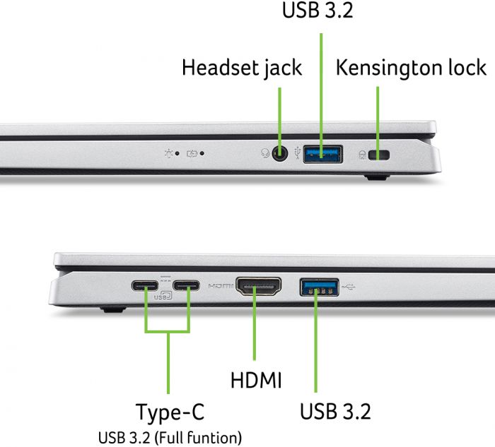 Ноутбук Acer Aspire Go AG15-32P 15.6" FHD IPS, Intel P N250, 8GB, F512GB, UMA, Lin, сріблястий