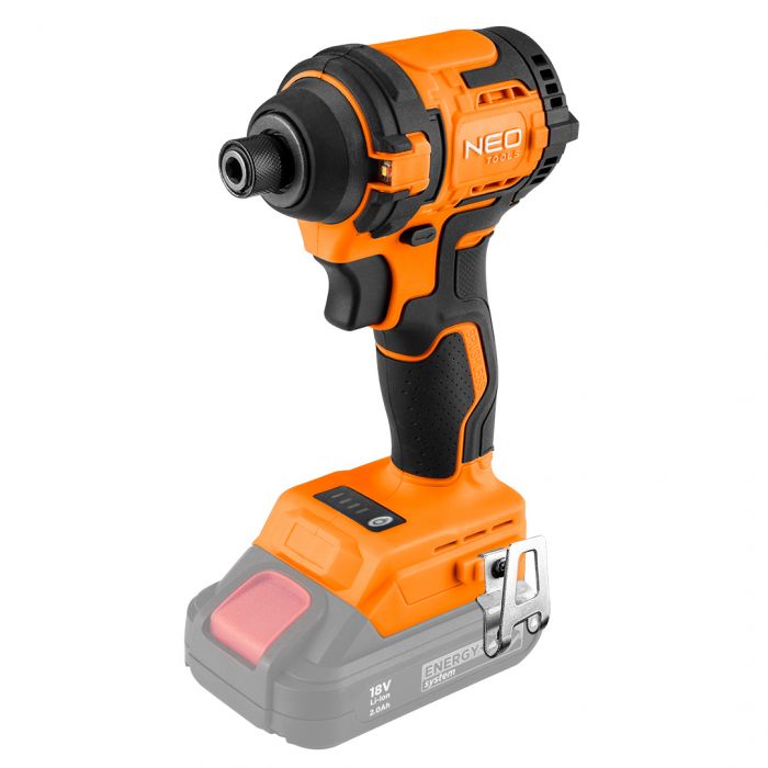 Гайковерт ударний Neo Tools Energy+ 18В безщітковий 3600об·хв 300Нм 1/4" 4 швидкості 0.85кг без АКБ та ЗП